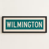 Framed Wilmington Teal and White Bus Scroll - Tejas Country Club