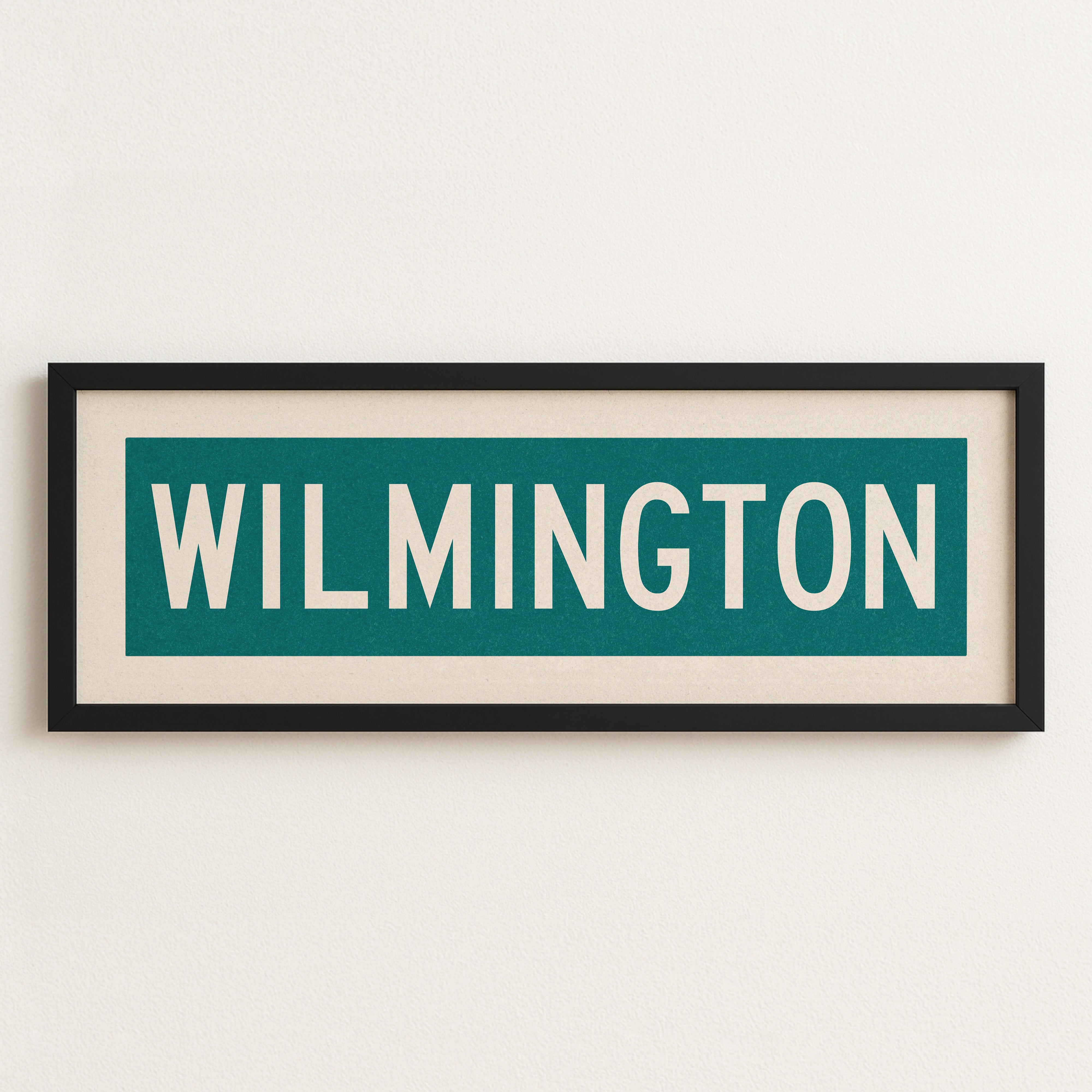 Framed Wilmington Teal and White Bus Scroll - Tejas Country Club