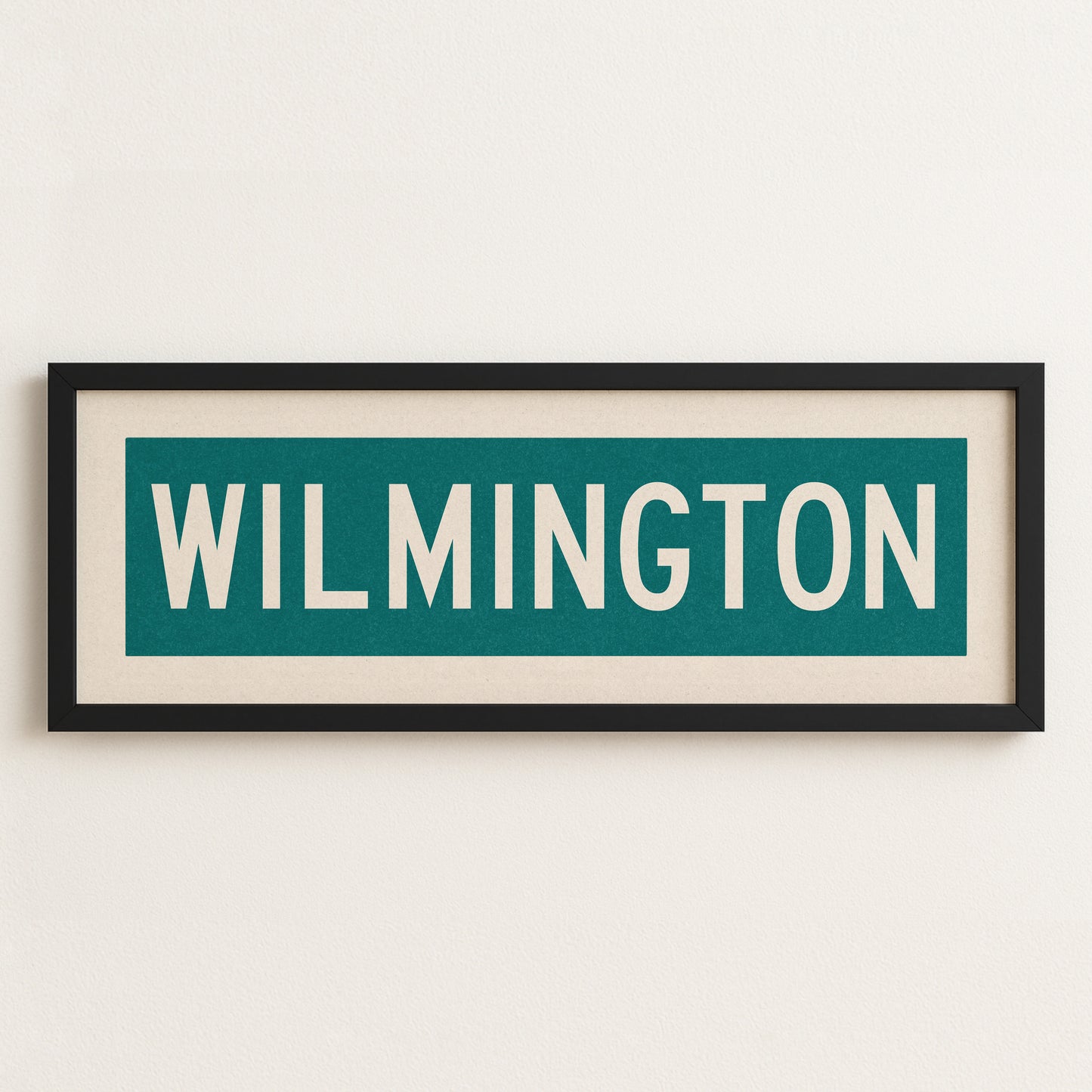 Framed Wilmington Teal and White Bus Scroll - Tejas Country Club