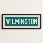 Framed Wilmington Teal and White Bus Scroll - Tejas Country Club