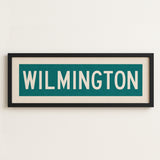 Framed Wilmington Teal and White Bus Scroll - Tejas Country Club