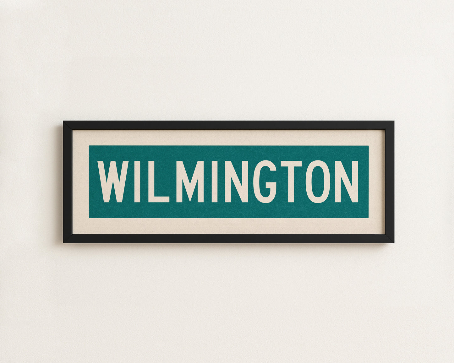 Framed Wilmington Teal and White Bus Scroll - Tejas Country Club