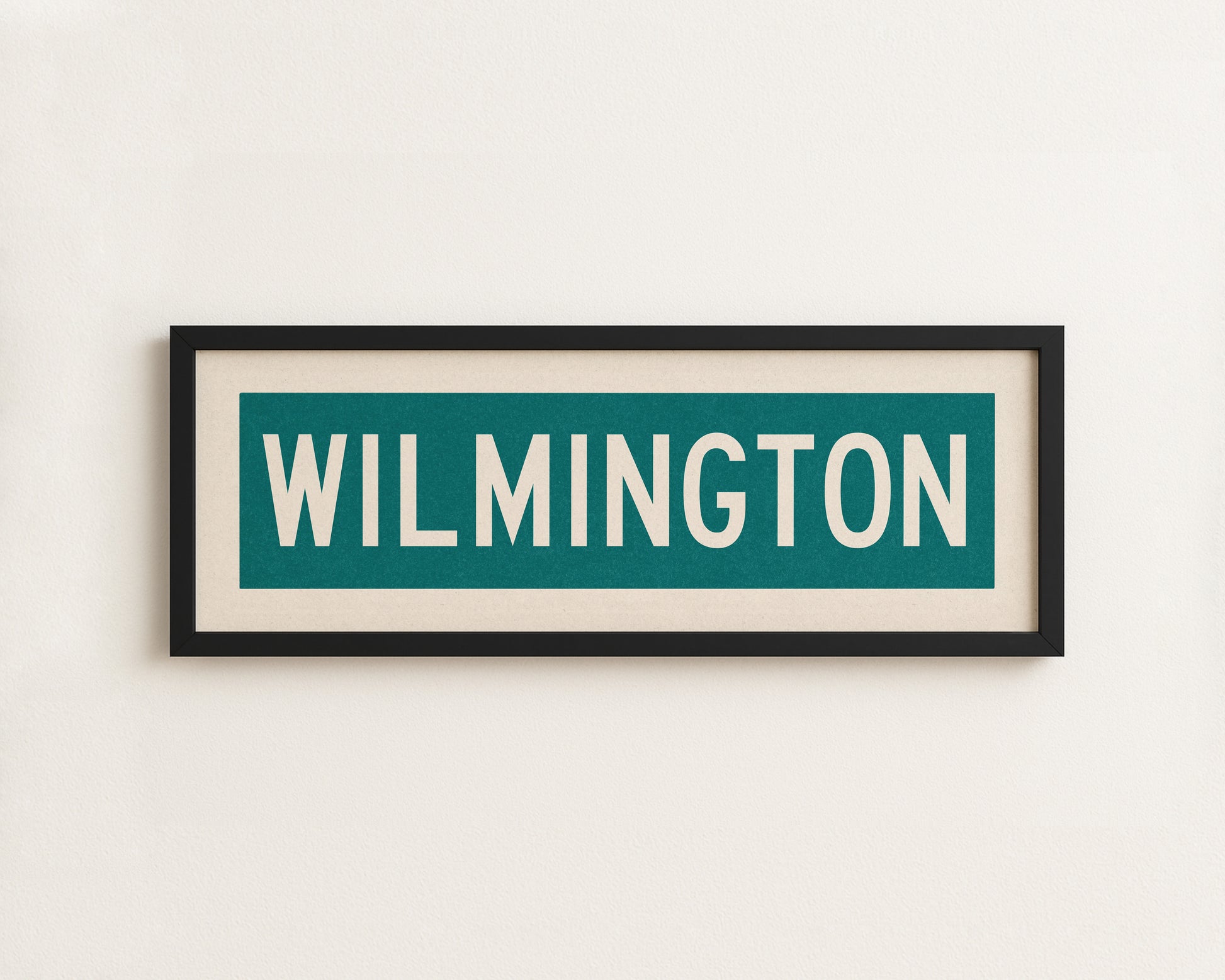 Framed Wilmington Teal and White Bus Scroll - Tejas Country Club