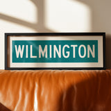 Framed Wilmington Teal and White Bus Scroll - Tejas Country Club