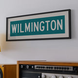 Framed Wilmington Teal and White Bus Scroll - Tejas Country Club