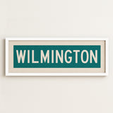 Framed Wilmington Teal and White Bus Scroll - Tejas Country Club