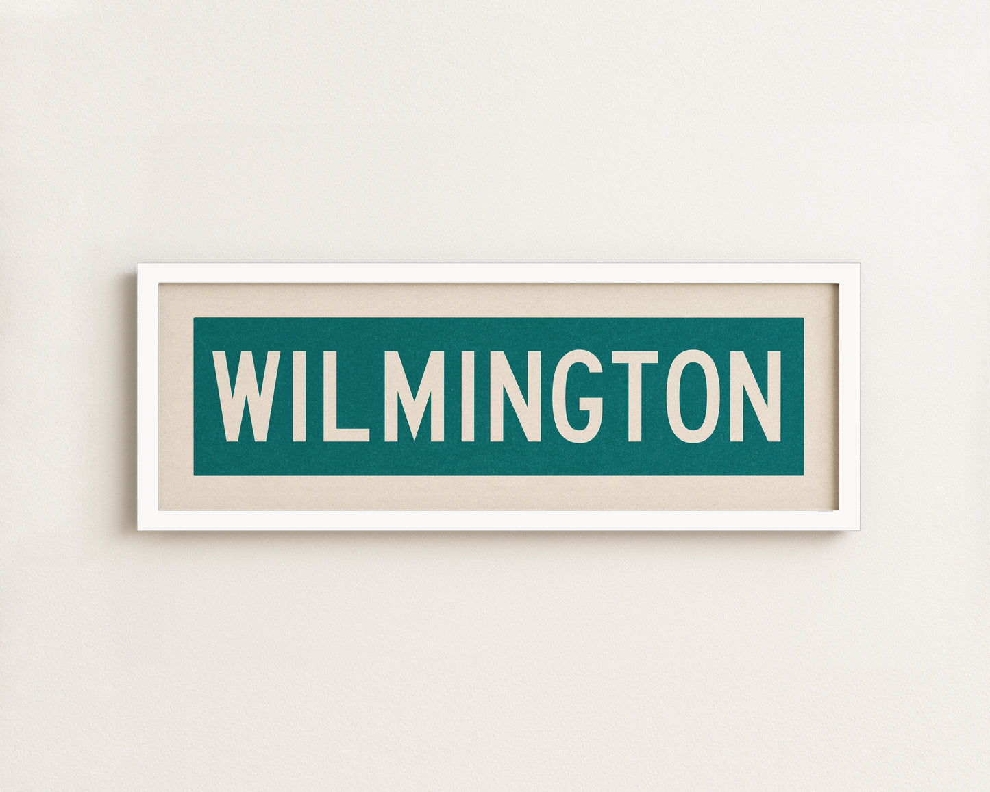 Framed Wilmington Teal and White Bus Scroll - Tejas Country Club