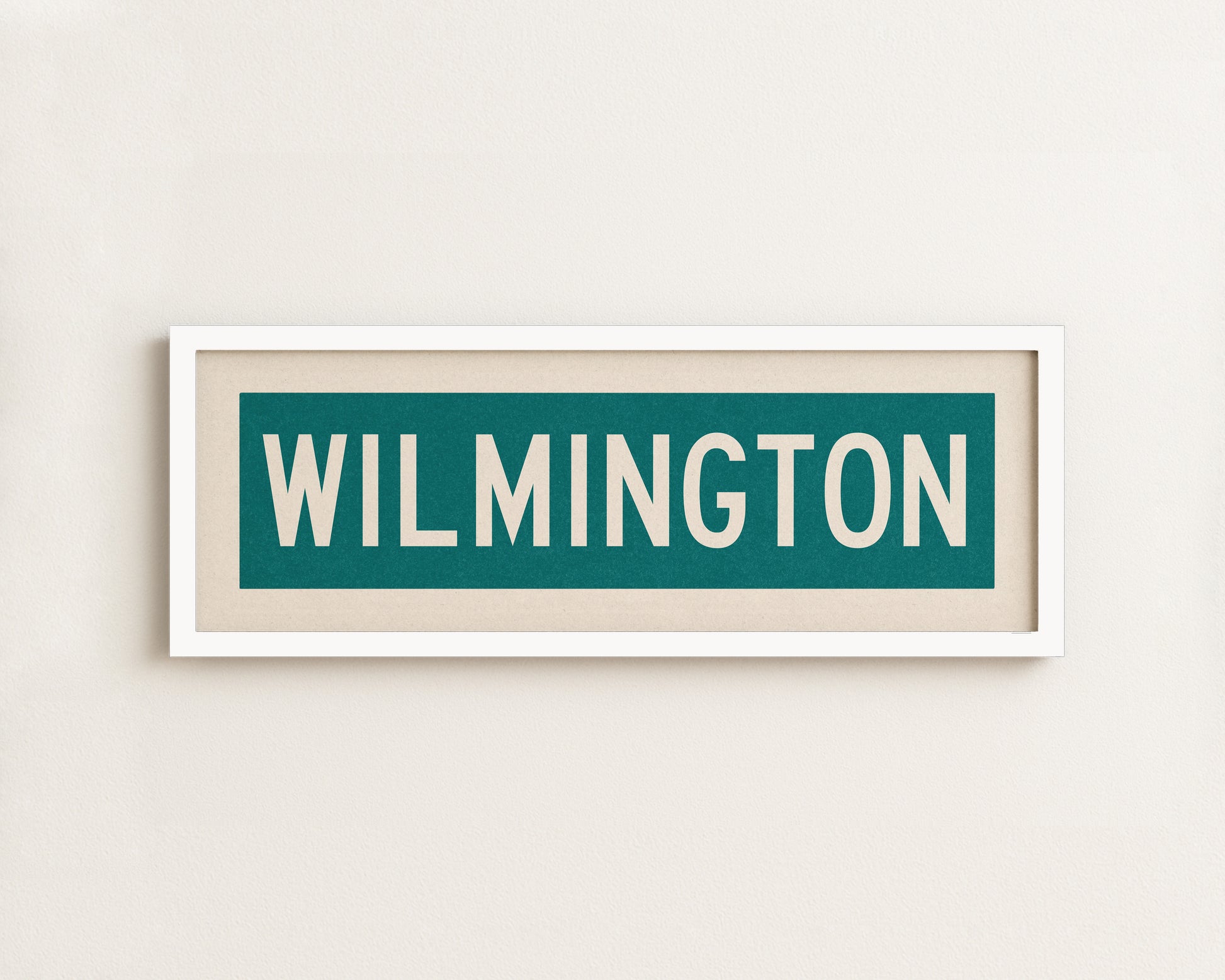 Framed Wilmington Teal and White Bus Scroll - Tejas Country Club