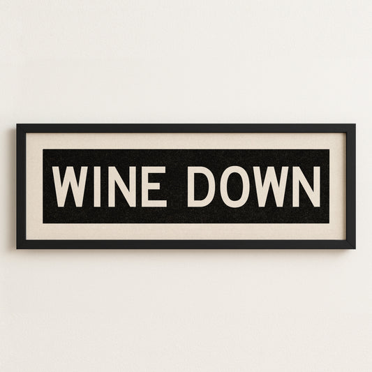 Framed Wine Down Bus Scroll Sign