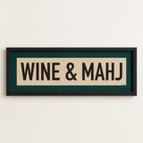 Framed Wine & Mahj Mahjong Art Scroll Sign