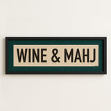 Framed Wine & Mahj Mahjong Art Scroll Sign
