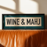 Framed Wine & Mahj Mahjong Art Scroll Sign