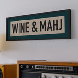 Framed Wine & Mahj Mahjong Art Scroll Sign