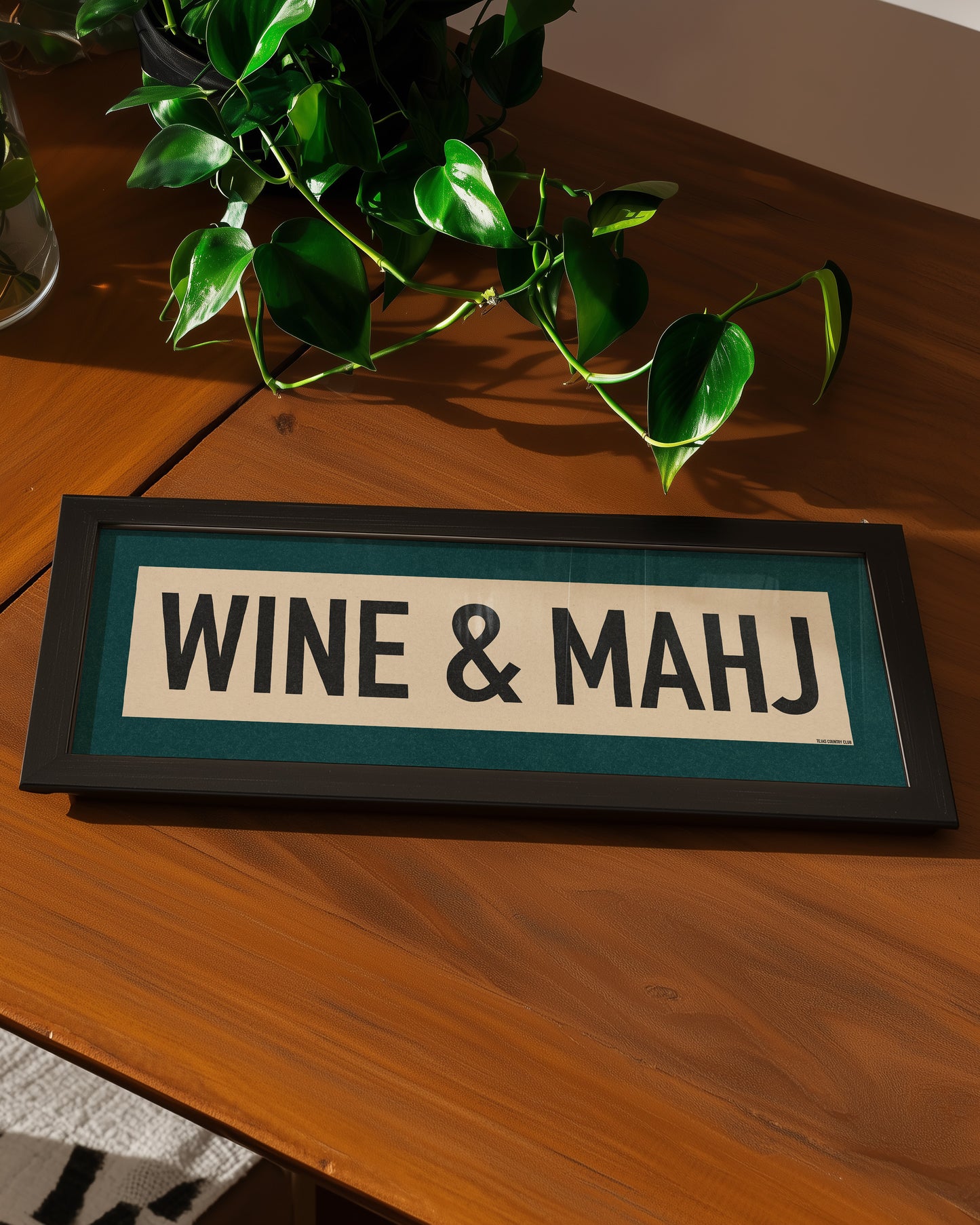 Framed Wine & Mahj Mahjong Art Scroll Sign