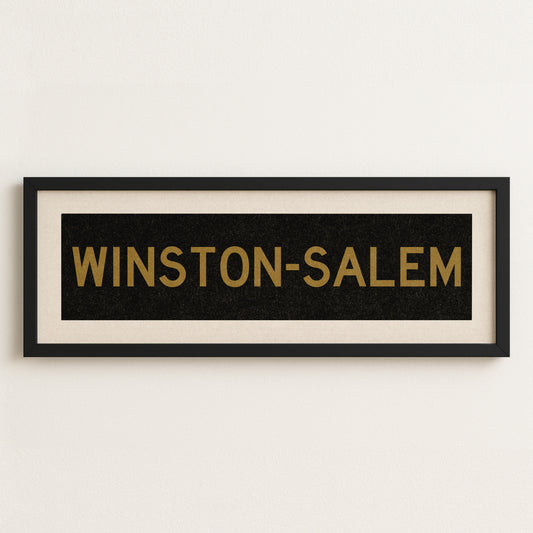 Framed Winston Salem Black & Gold Bus Scroll - Tejas Country Club