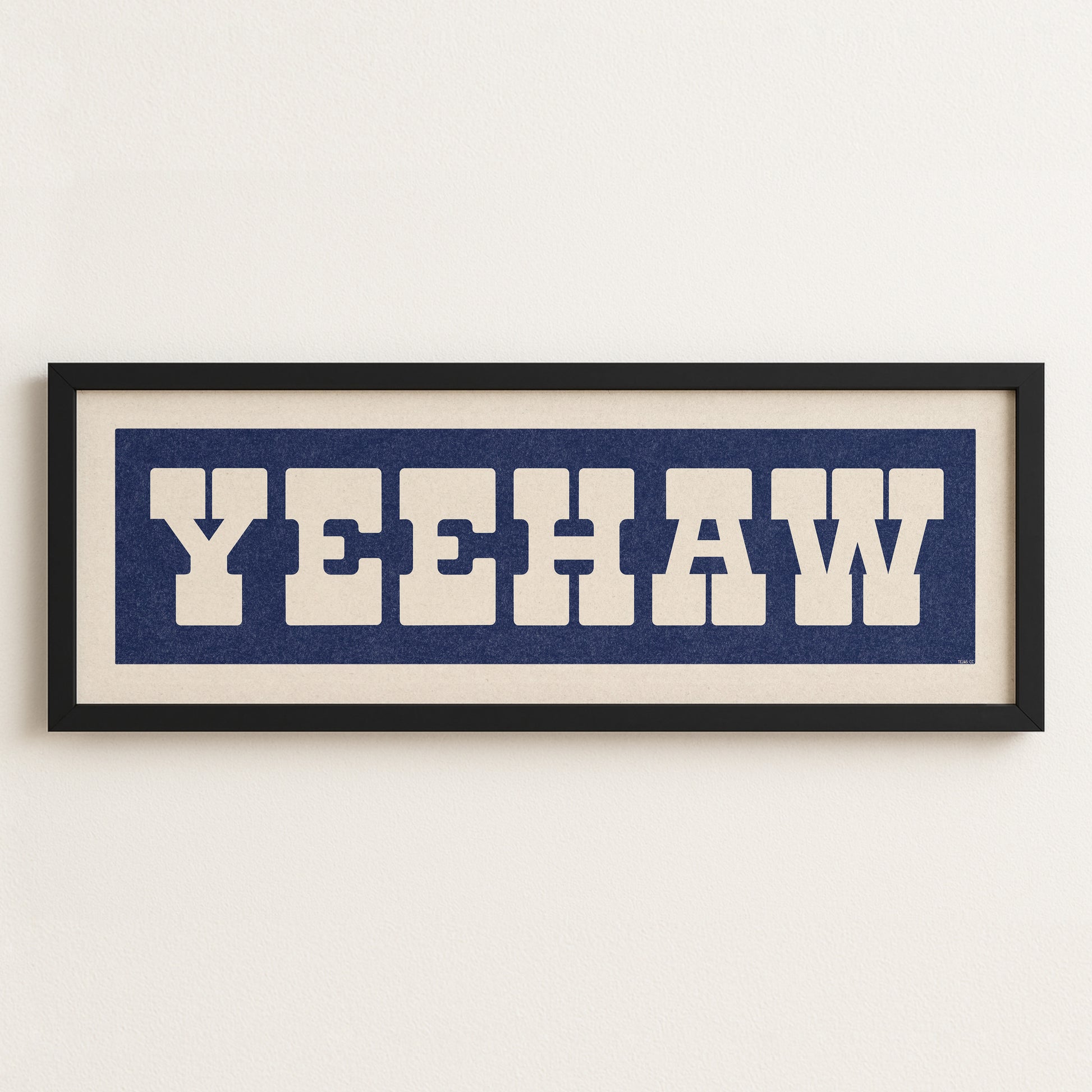 Framed YEEHAW Sign Blue & White Art Print (FRAMED) - Tejas Country Club