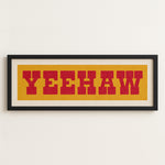 Framed YEEHAW Sign Gold & Red Art Print - Tejas Country Club