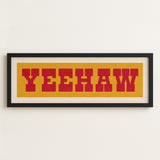 Framed YEEHAW Sign Gold & Red Art Print - Tejas Country Club