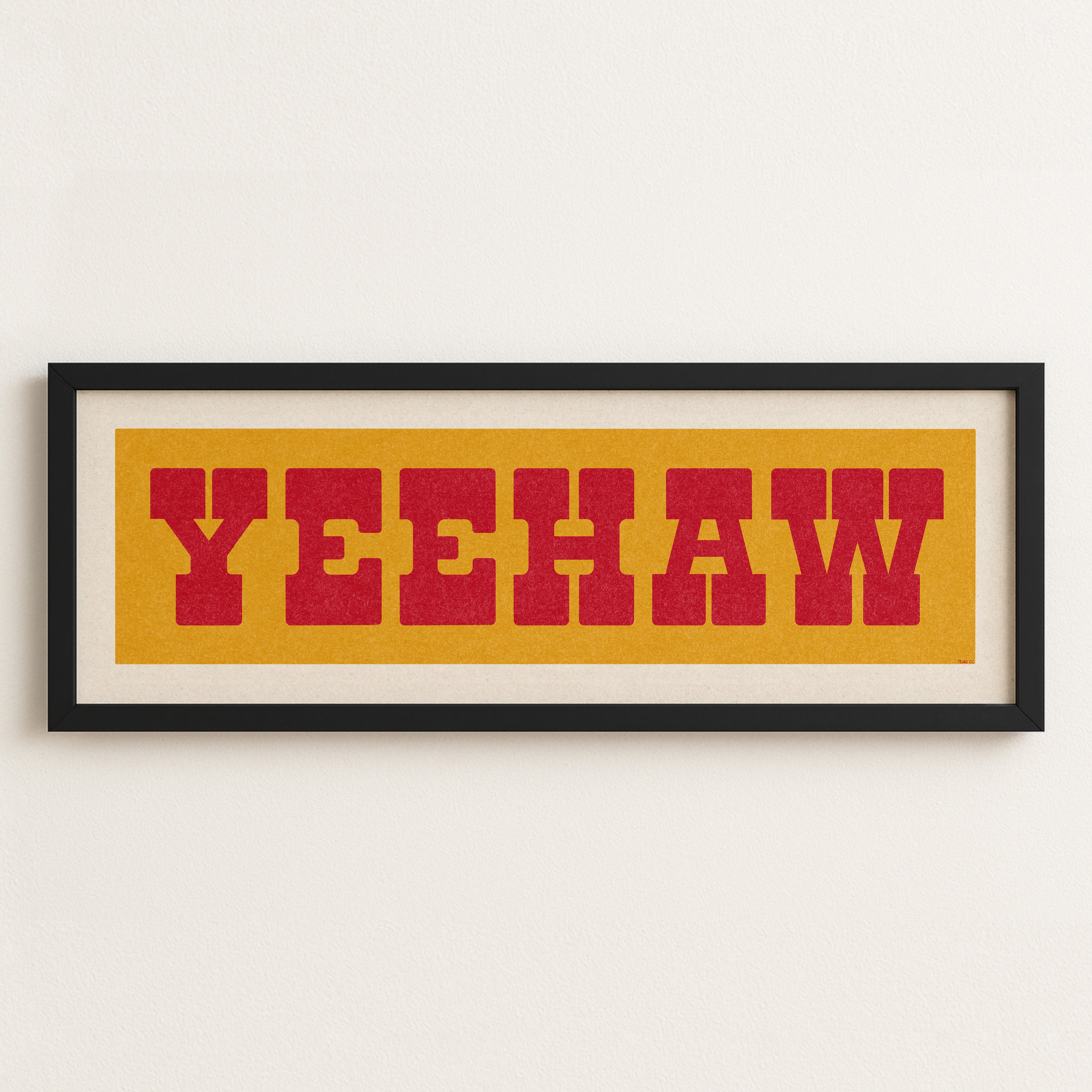 Framed YEEHAW Sign Gold & Red Art Print - Tejas Country Club