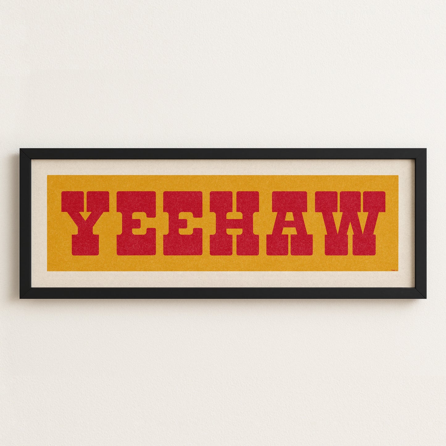 Framed YEEHAW Sign Gold & Red Art Print - Tejas Country Club