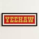 Framed YEEHAW Sign Red & Gold Art Print (FRAMED) - Tejas Country Club