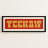 Framed YEEHAW Sign Red & Gold Art Print (FRAMED) - Tejas Country Club