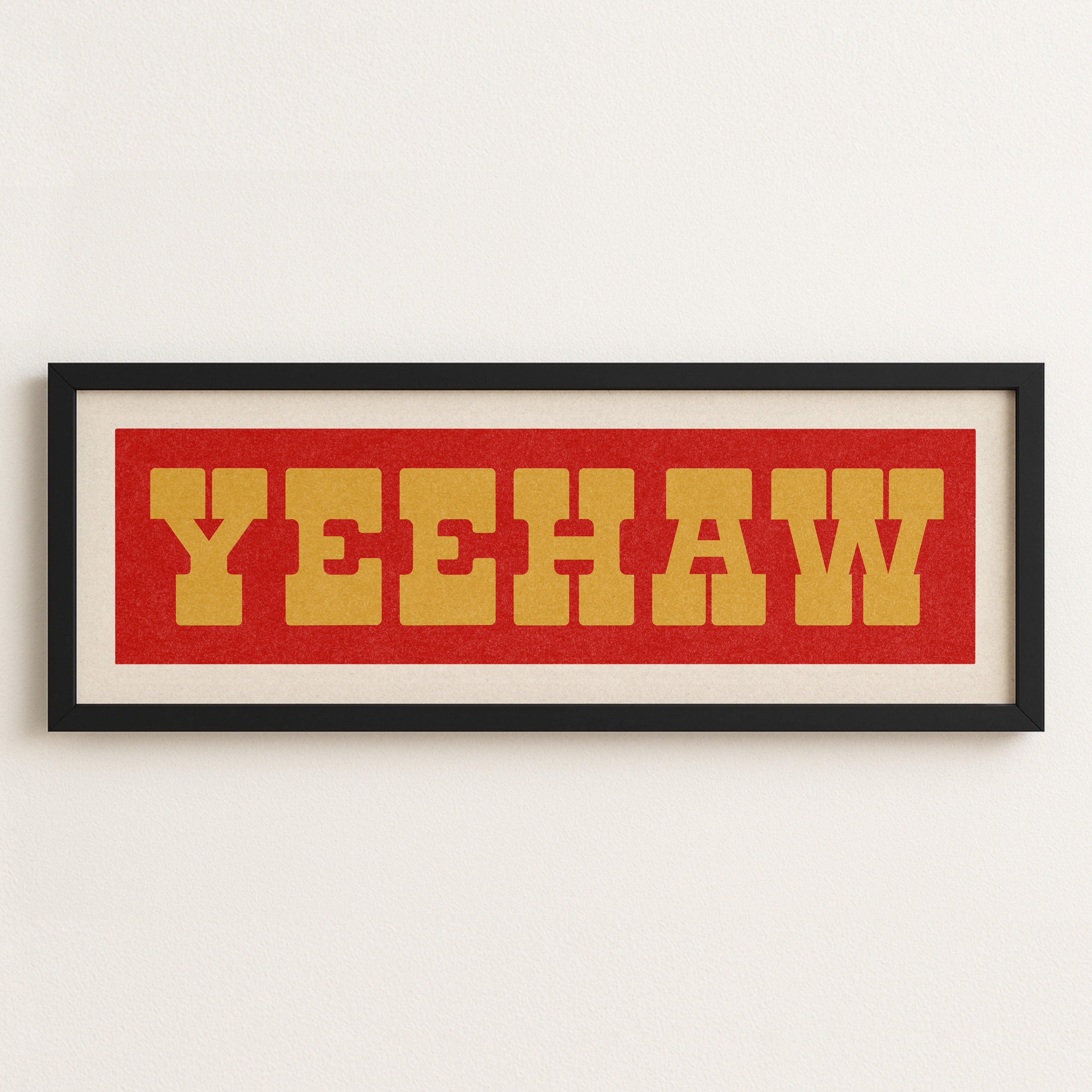 Framed YEEHAW Sign Red & Gold Art Print (FRAMED) - Tejas Country Club