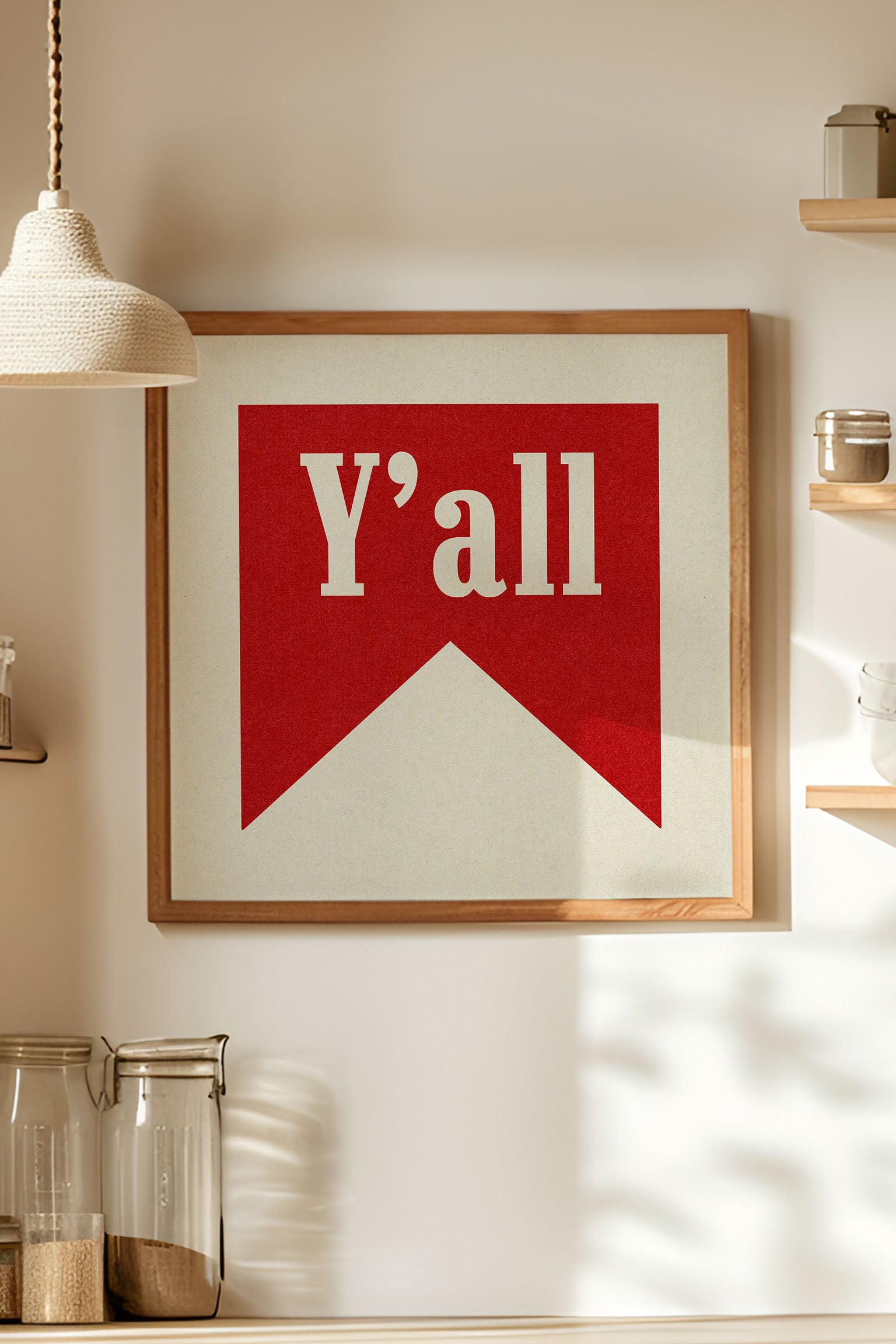 Y'all Banner Tab Typography Square Art Print - Tejas Country Club