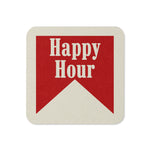 Happy Hour Drink Coaster Cork Back Square Coaster - Tejas Country Club
