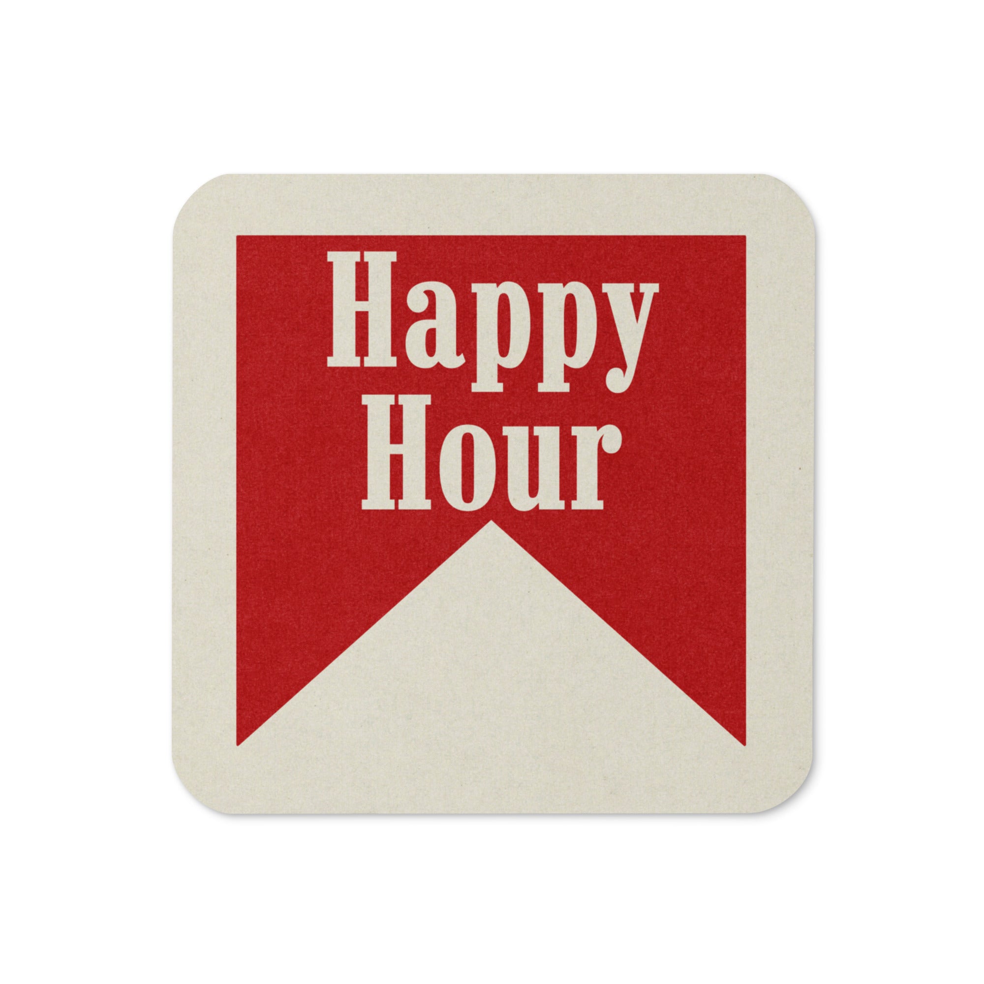 Happy Hour Drink Coaster Cork Back Square Coaster - Tejas Country Club