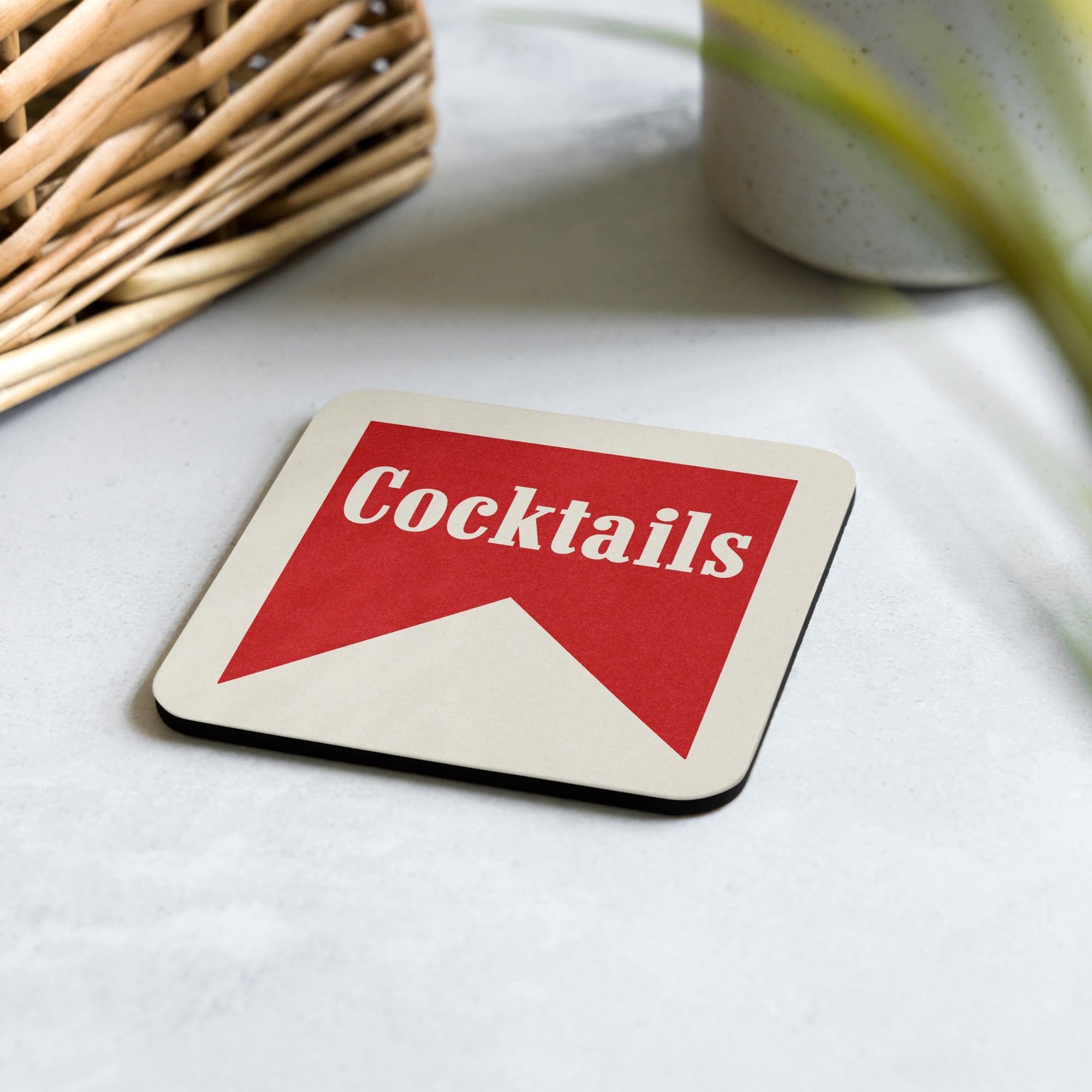 Cocktails Drink Coaster Cork Back Square Coaster - Tejas Country Club