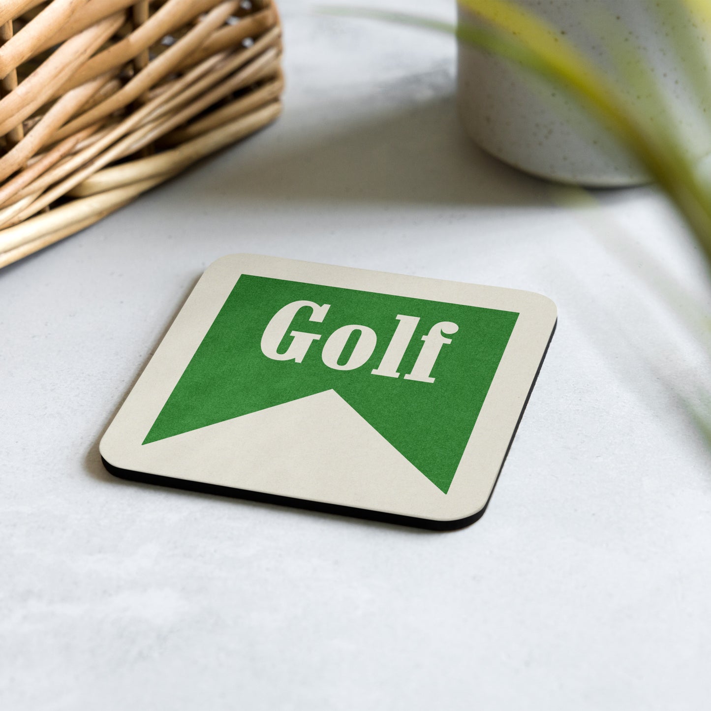 Golf Drink Coaster Cork Back Square Coaster