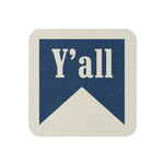 Y'all Typography Drink Coaster Cork Back Square Coaster - Tejas Country Club
