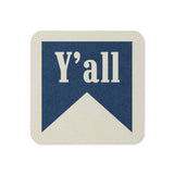 Y'all Typography Drink Coaster Cork Back Square Coaster - Tejas Country Club