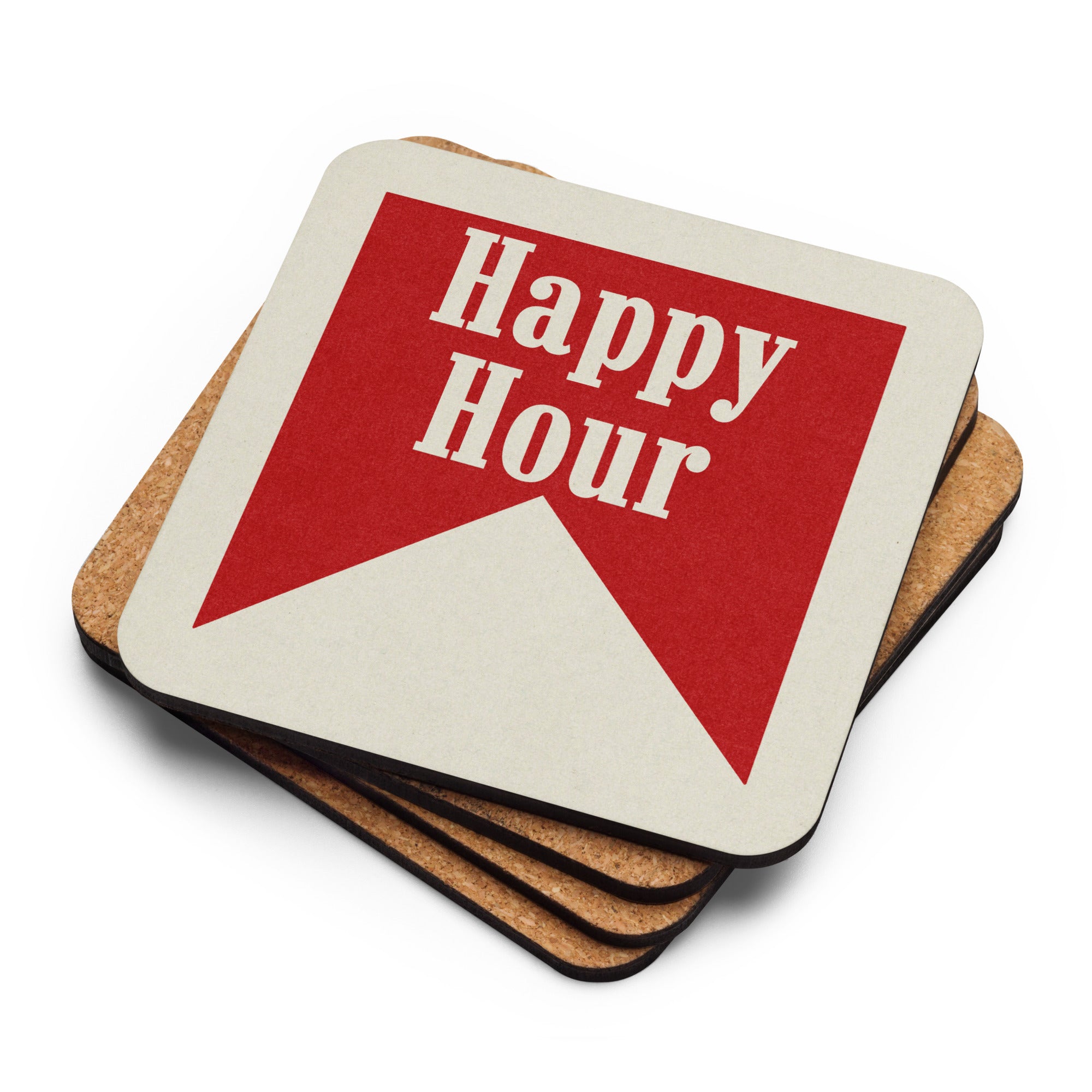 Happy Hour Drink Coaster Cork Back Square Coaster - Tejas Country Club