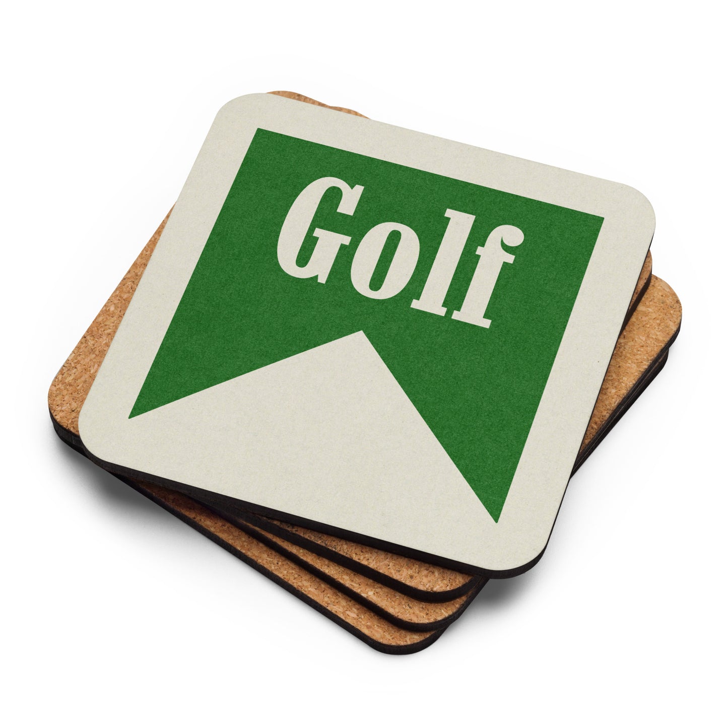 Golf Drink Coaster Cork Back Square Coaster