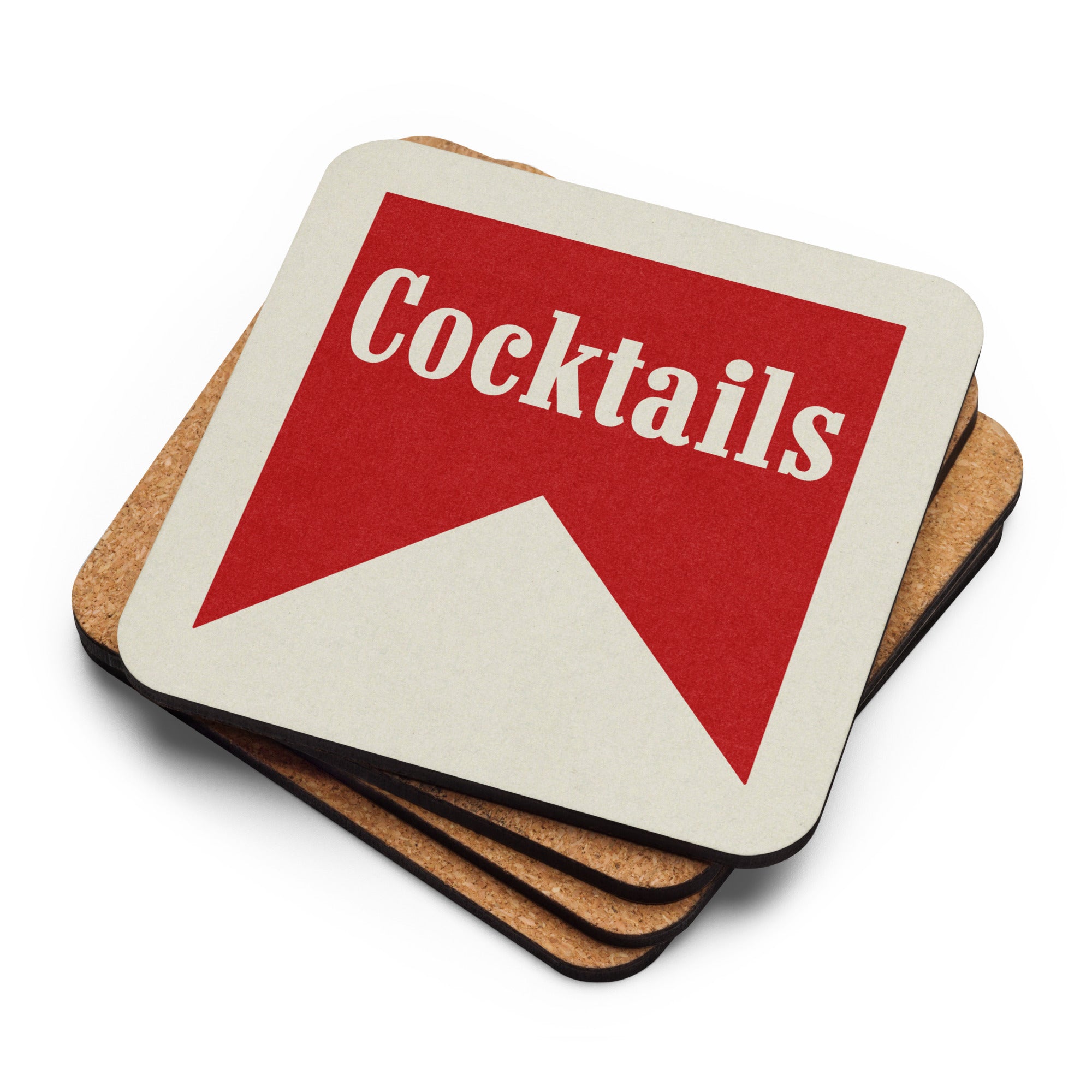 Cocktails Drink Coaster Cork Back Square Coaster - Tejas Country Club