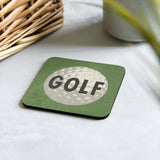 Golf Ball Drink Coaster Cork Back Square Coaster Retro Green - Tejas Country Club