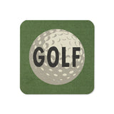Golf Ball Drink Coaster Cork Back Square Coaster Retro Green - Tejas Country Club