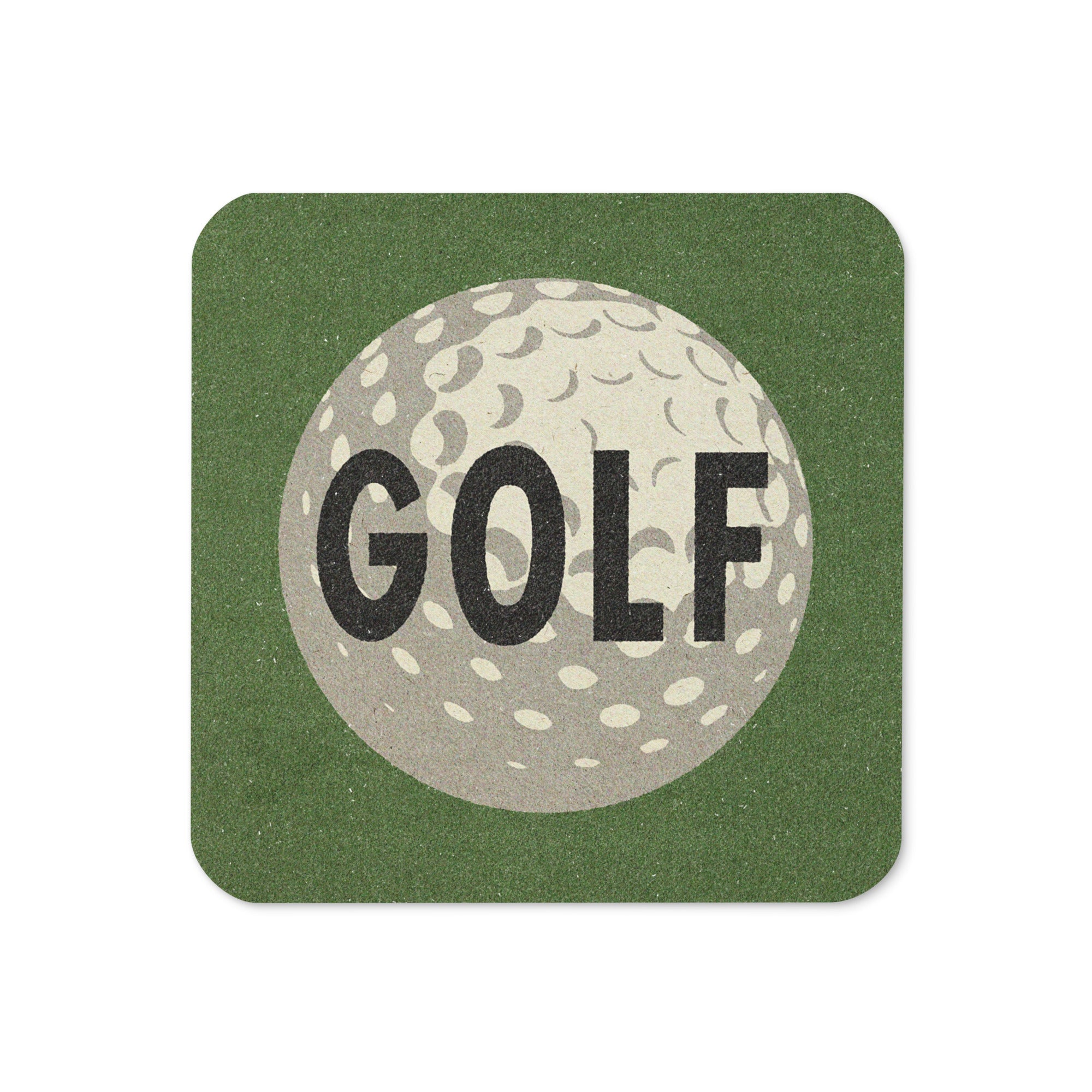 Golf Ball Drink Coaster Cork Back Square Coaster Retro Green - Tejas Country Club