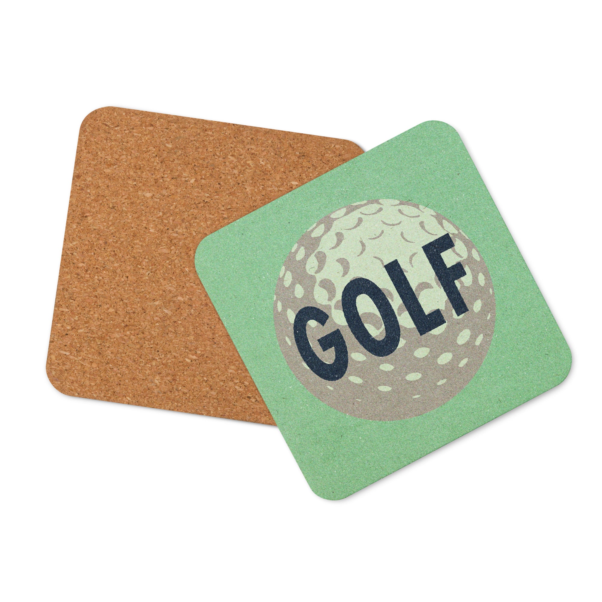 Golf Ball Drink Coaster Cork Back Square Coaster Mint Green - Tejas Country Club