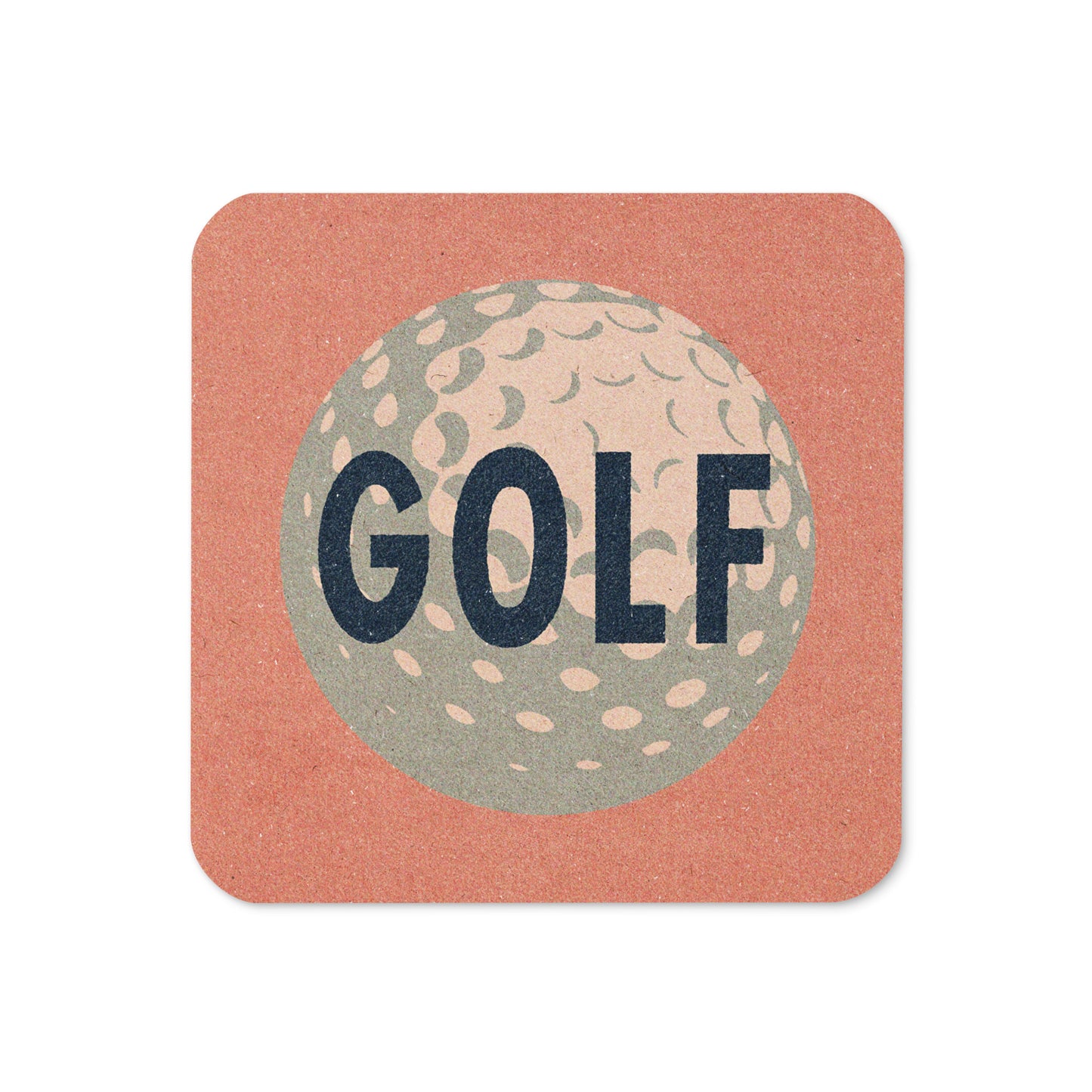 Golf Ball Drink Coaster Cork Back Square Coaster Salmon Pink