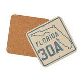 Florida Beach Road Sign Cork Backed Drink Coaster - Tejas Country Club