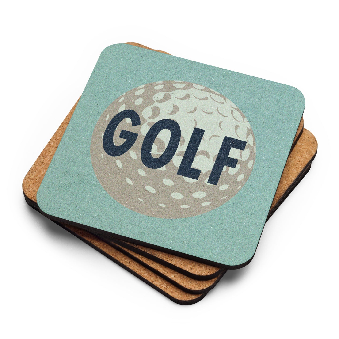 Golf Drink Coaster Cork Back Square Coaster Dusty Blue