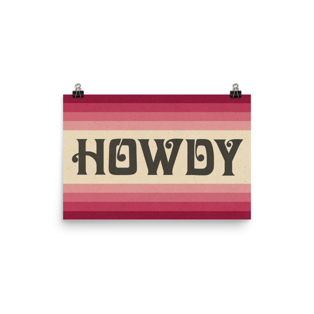 Howdy Art Print Poster Monochromatic Ombre Pink Print