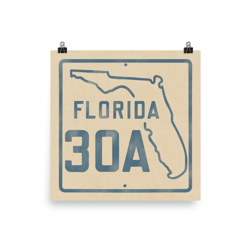 Vintage Florida Beach 30A Road Sign Art Print