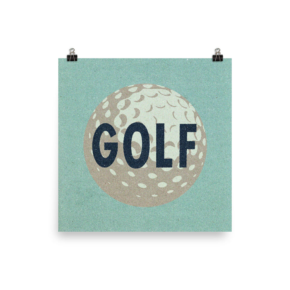 Retro Golf Ball Art Print Dusty Blue