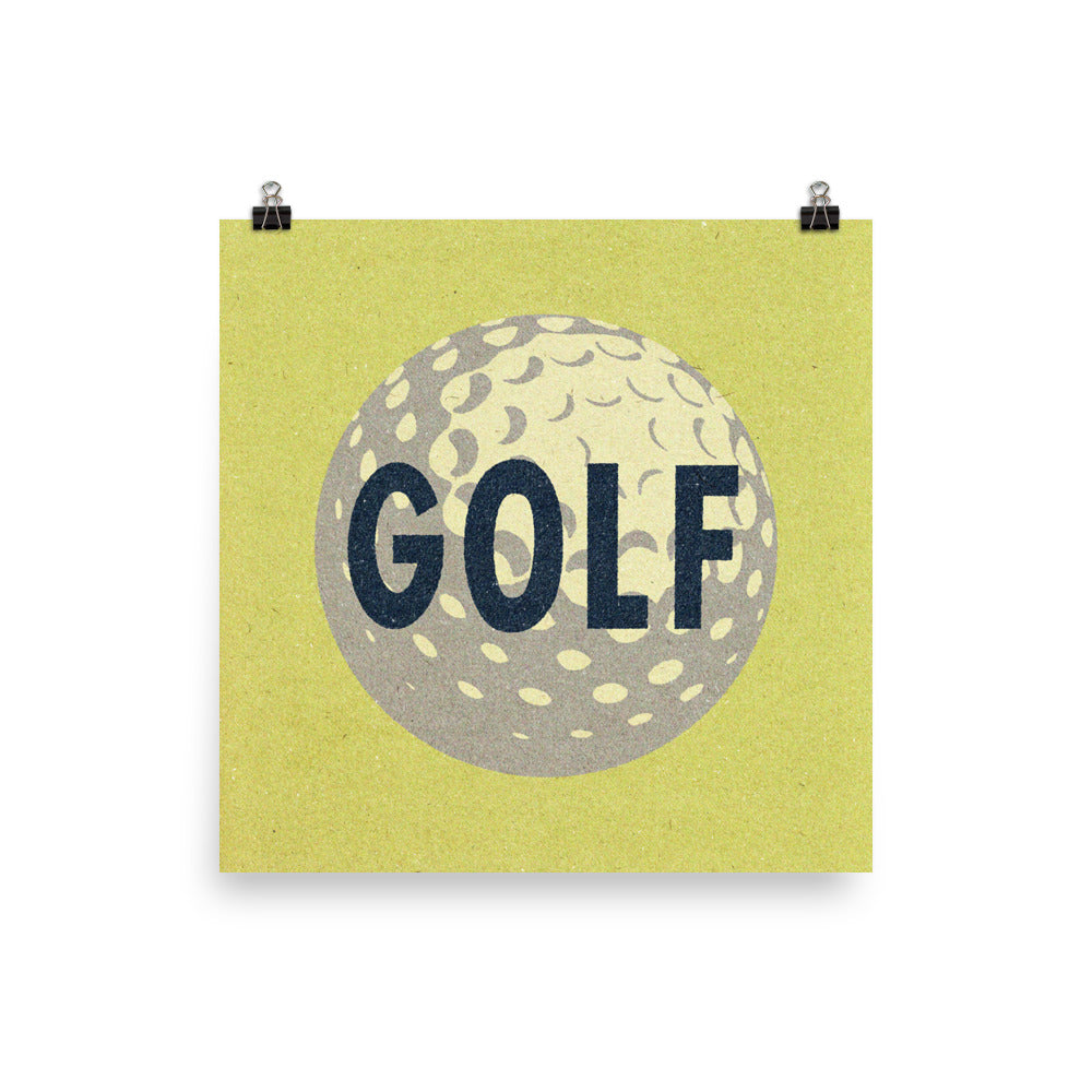 Retro Golf Ball Art Print Lemon Yellow