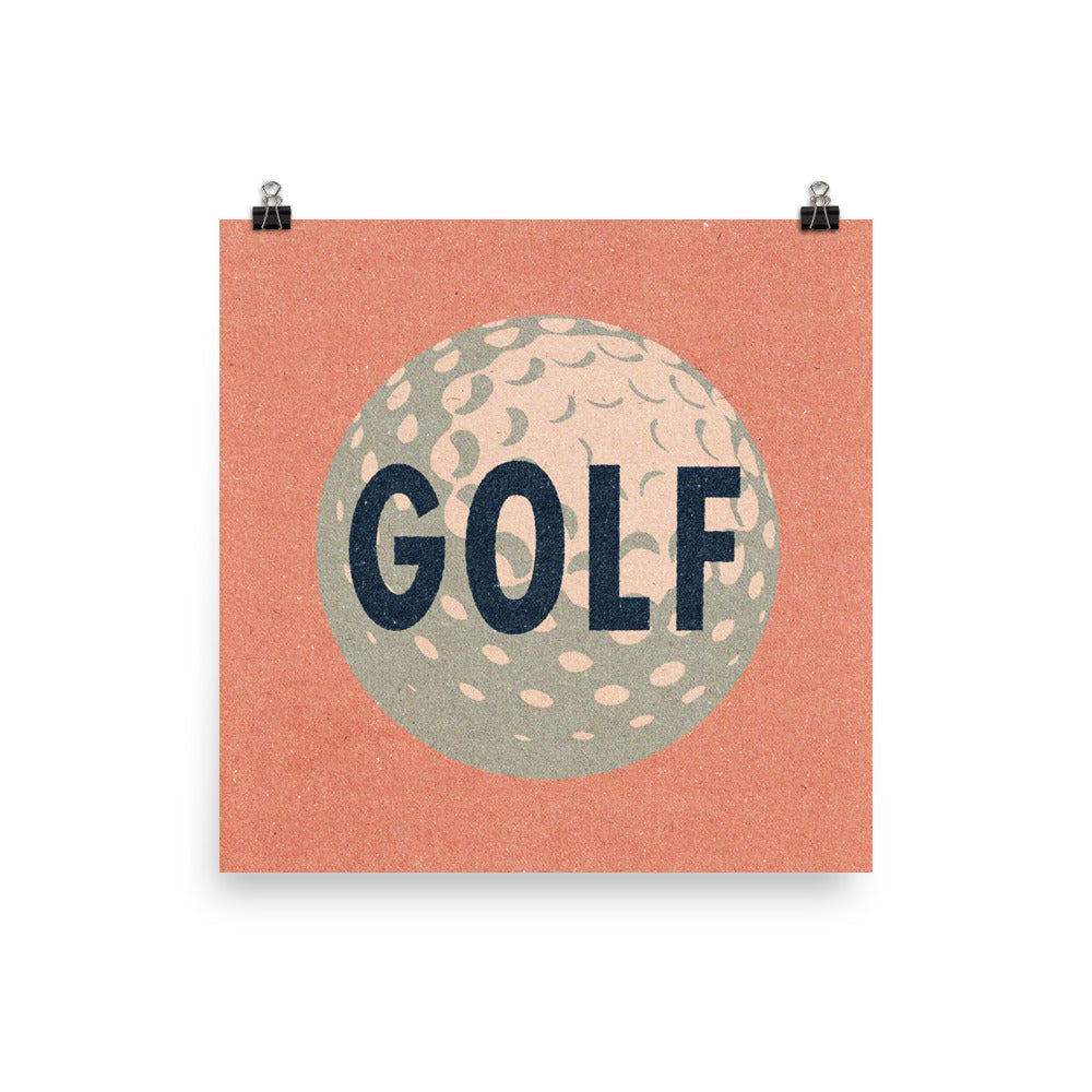 Retro Golf Ball Art Print Salmon Pink