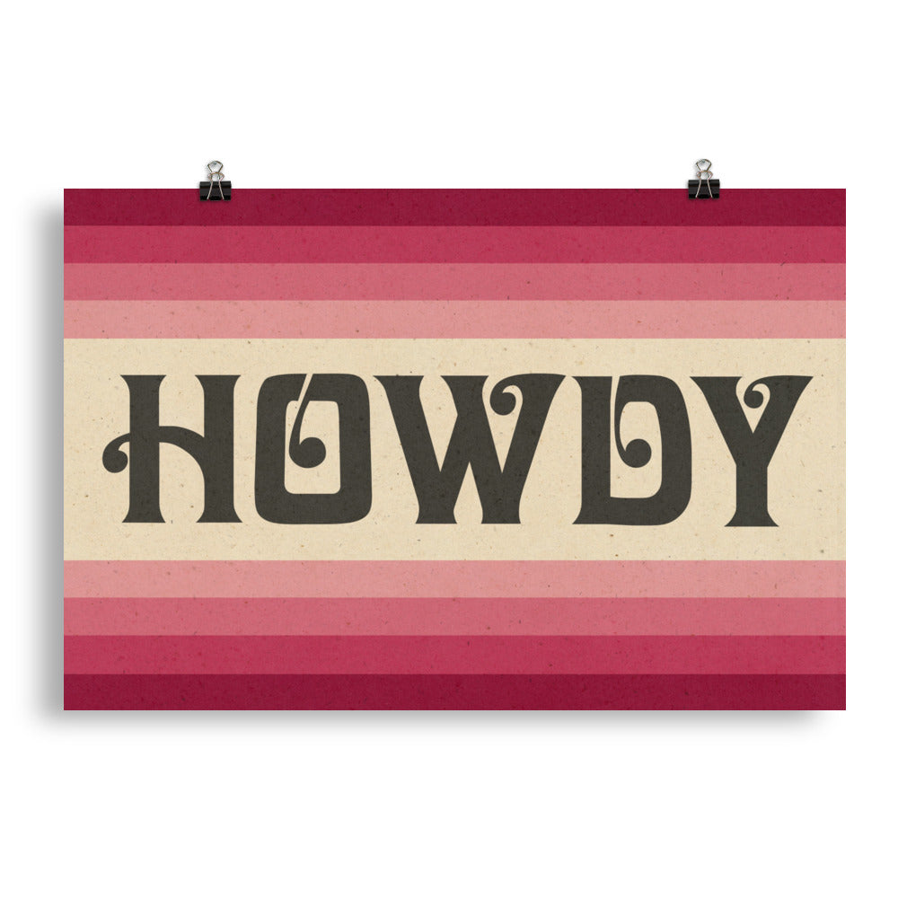 Howdy Art Print Poster Monochromatic Ombre Pink Print